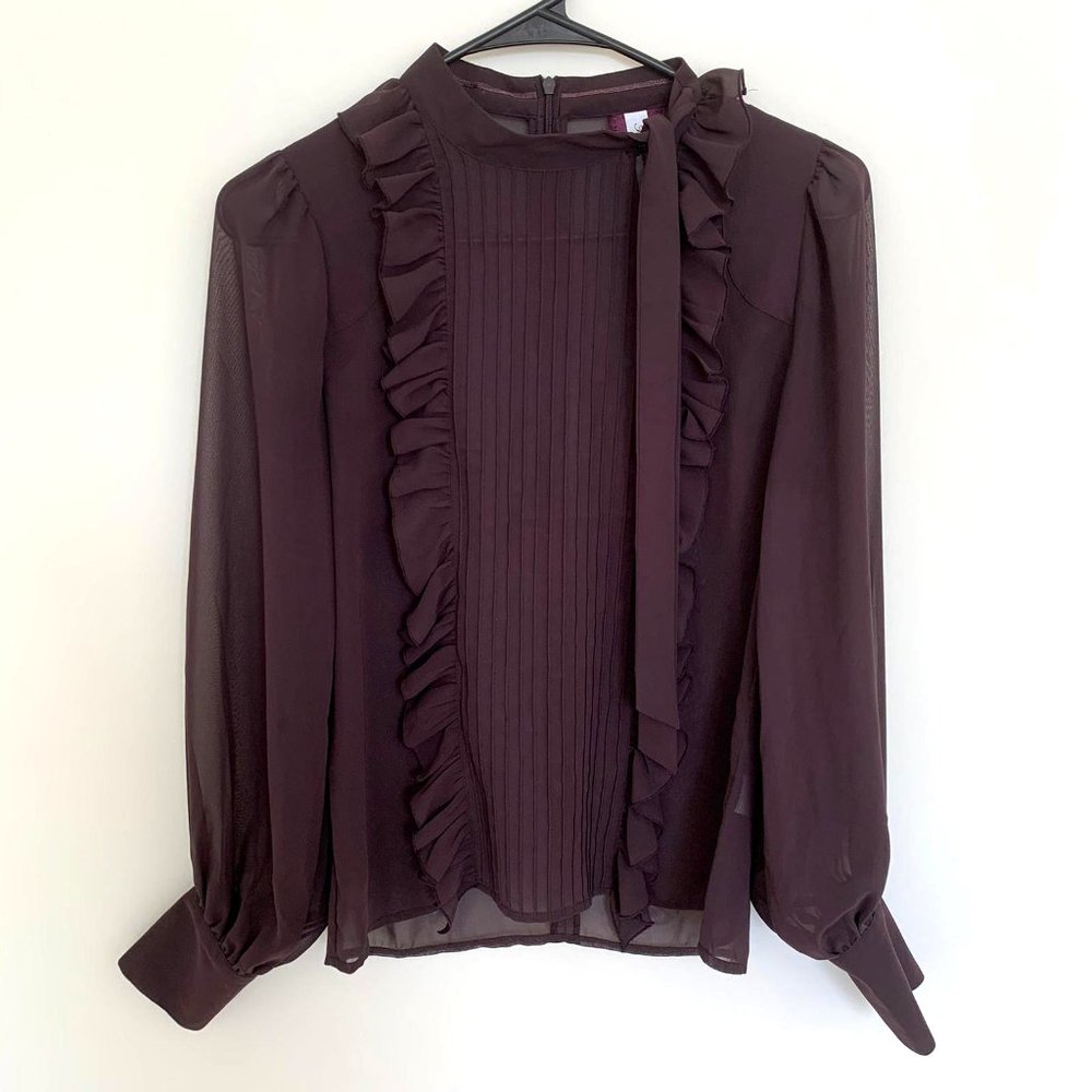 Pepe Jeans Wine Tulle Shirt Small - Picture 1 of 6